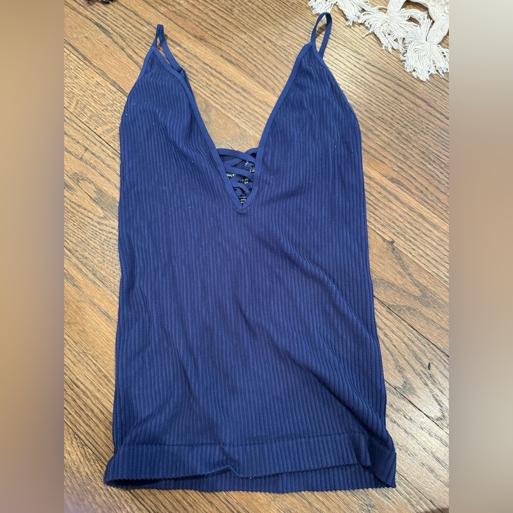 Free People Blue Strappy Tank Top